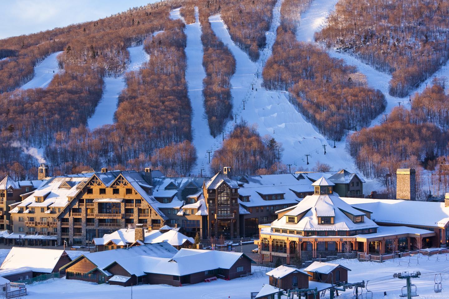 A ski resort in winter