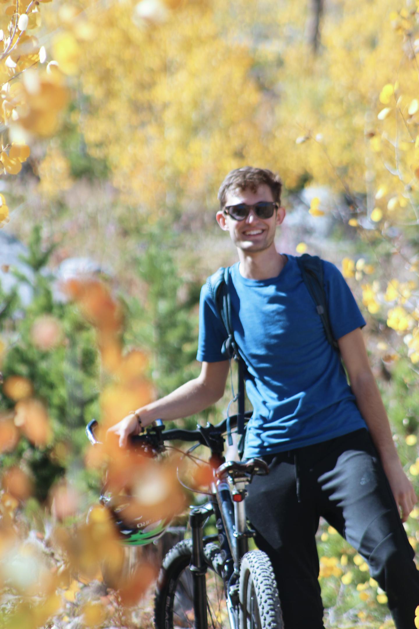Caleb Schmitz with his bike